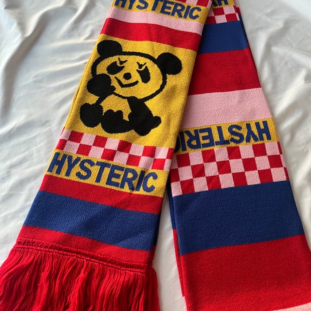 히스테릭 글래머 아카이브 팬더 체커보드 니트 짜임 목도리 머플러