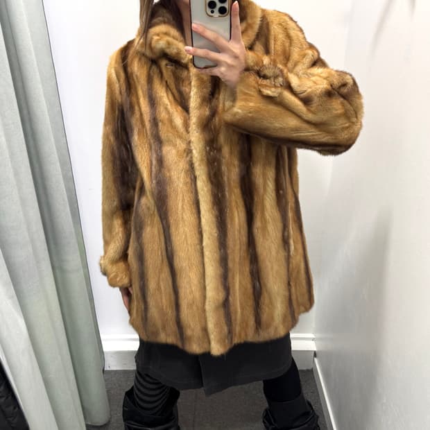 브라운 밍크 하프 퍼자켓