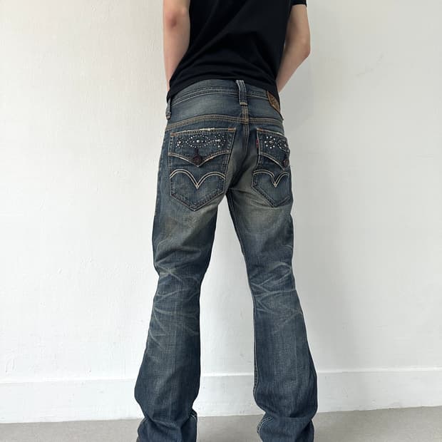 리바이스 502 젬스톤 워싱 웨이브진