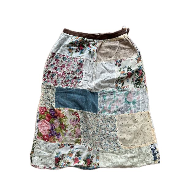 빈티지 패치워크 스커트 모리걸 에스닉 보헤미안 오리엔탈