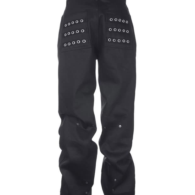 비엑세스 Pccvision Eyelet Button Black Jeans