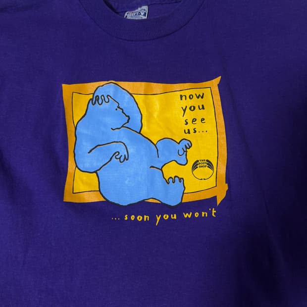 90s usa the body shop 멸종위기 환경보호 캠페인 티셔츠