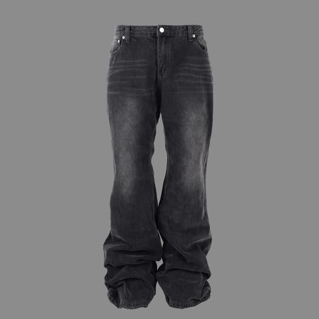 어웬드 플레어 데님 블랙 워싱 진