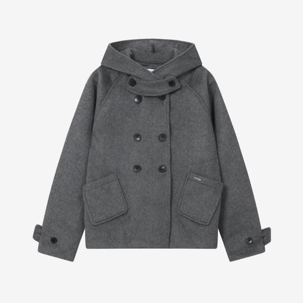Hoodie double button coat CHARCOAL