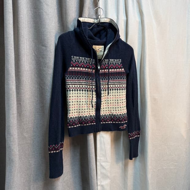 [S] 홀리스터 여성 숏 크롭 니트 후드집업