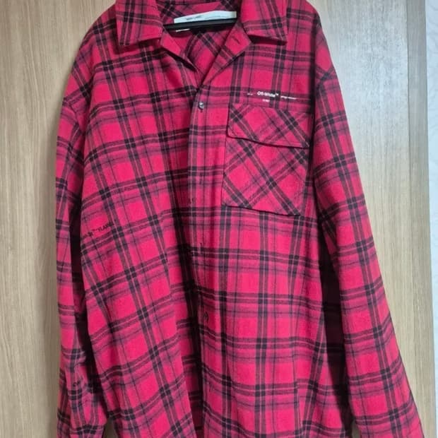 오프화이트 레드 체크셔츠