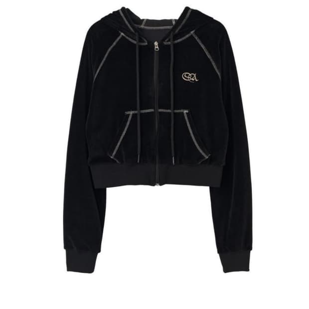 스컬프터 Velour Crop Hoodie 벨로아 크롭 후드 집업 벨벳