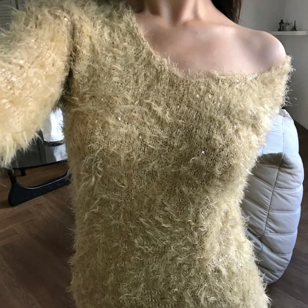 vintage fur slim fit knit