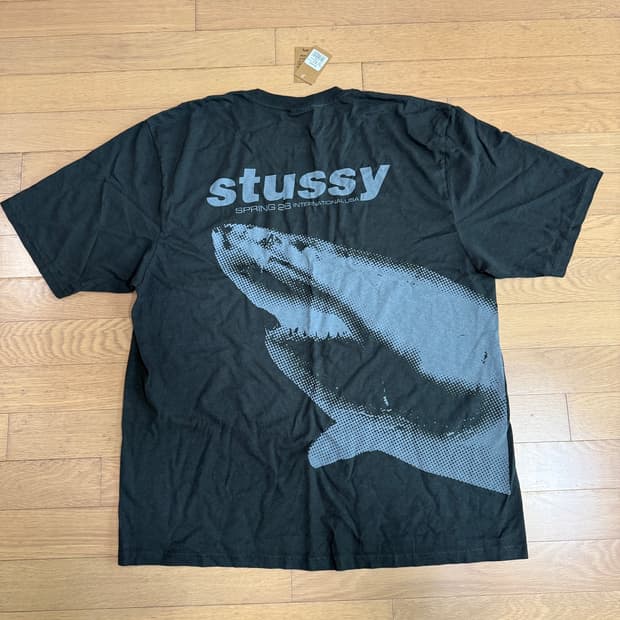 [XL] stussy 스투시 샤크 피그먼트 다이드 반팔티셔츠 페이디드블랙