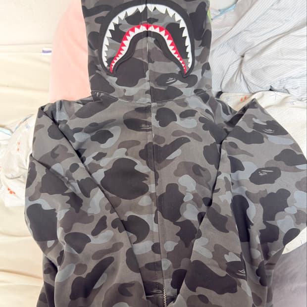 베이프 카모 샤크후드 흑계 L