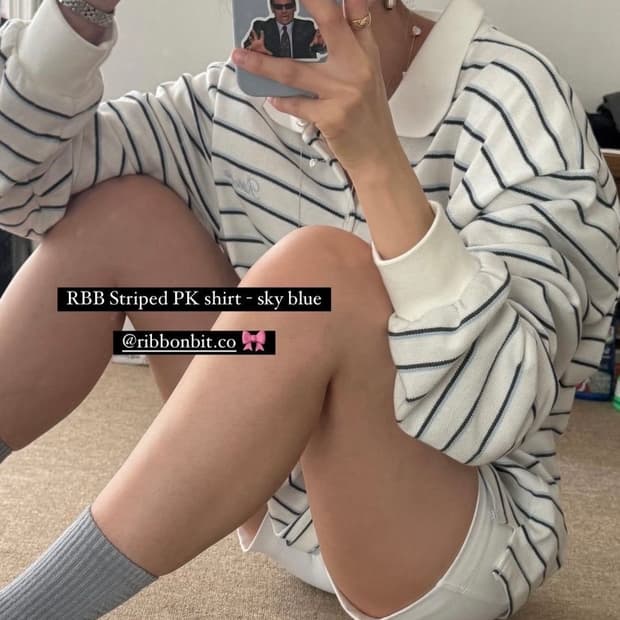 Ribbonbit striped PK shirt sky blue