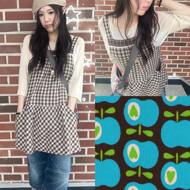 브라운 코지 모리걸 빈티지 코디세트 3pcs