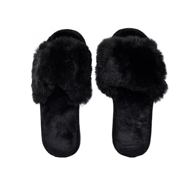 블랙 퍼 거실 슬리퍼 3000원 (새상품)