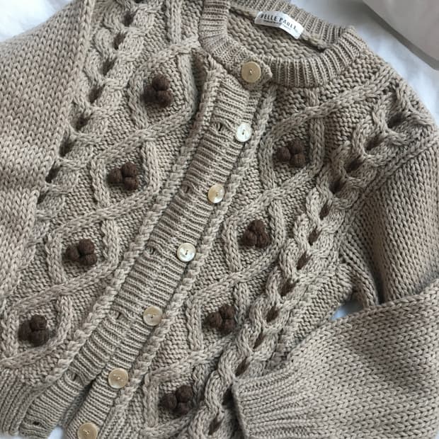 모리걸 브라운 니트 가디건