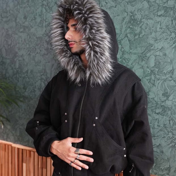 Reversible Sculpted Fur Bomber Jacket 