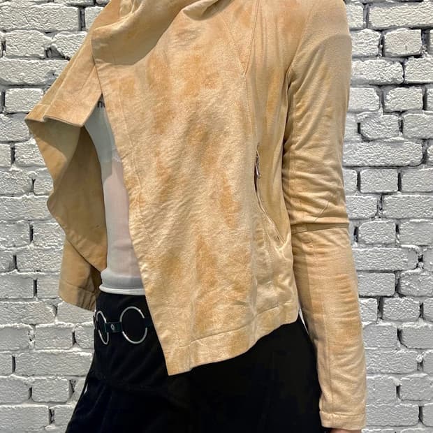 Suede Drape Unbalance Rider Jacket