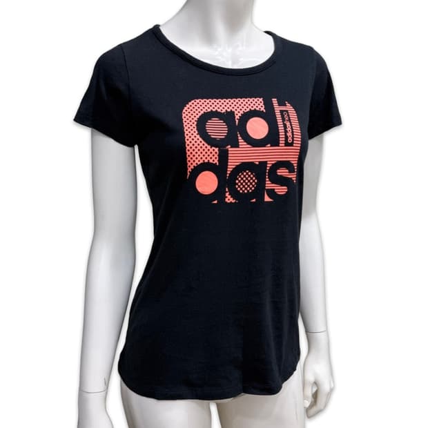 빈티지 아디다스 블랙 캡소매 로고 반팔티