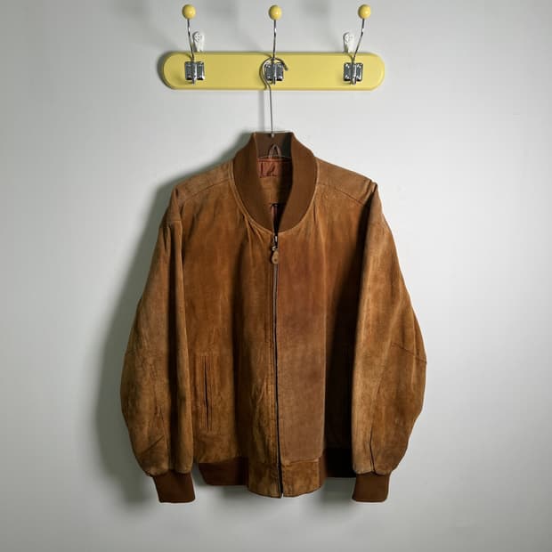 VTG 빈티지 브라운 스웨이드 봄버 자켓 L