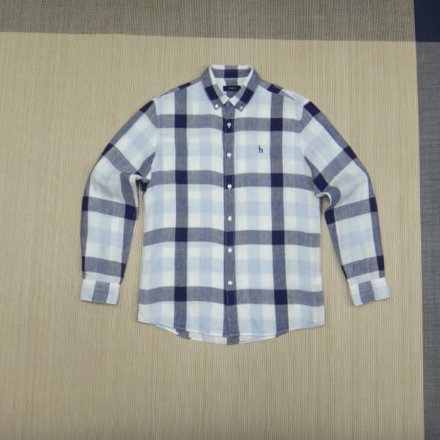 (100) HAZZYS 헤지스 남 체크 린넨 하절기 셔츠