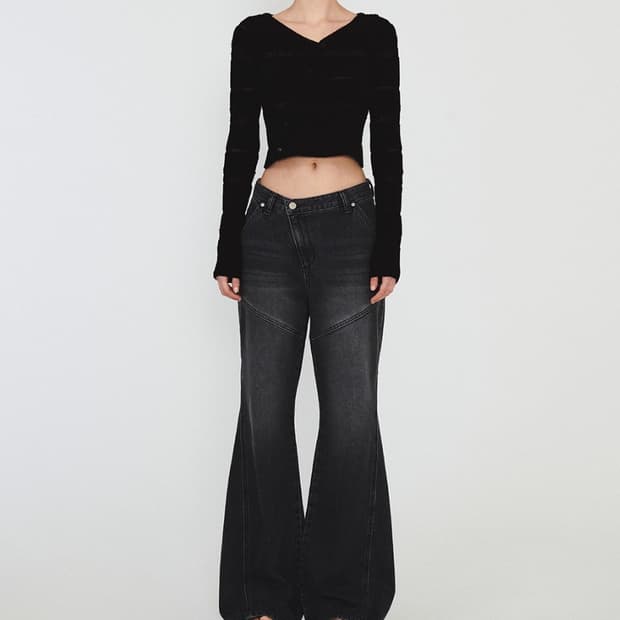 DIAGONAL BOOTS CUT DENIM PANTS M