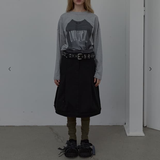 LCDC COTTON TAILORED MIDI SKIRT (BLACK)S