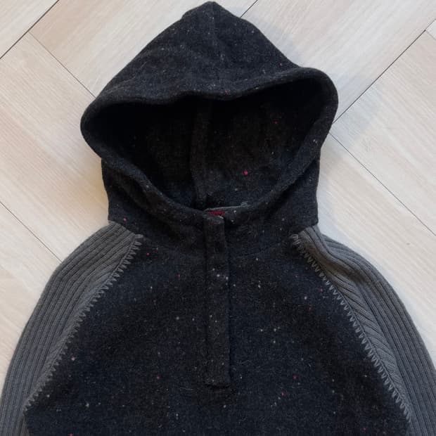 [RICH NOBLE] raglan knit half hoodie zip