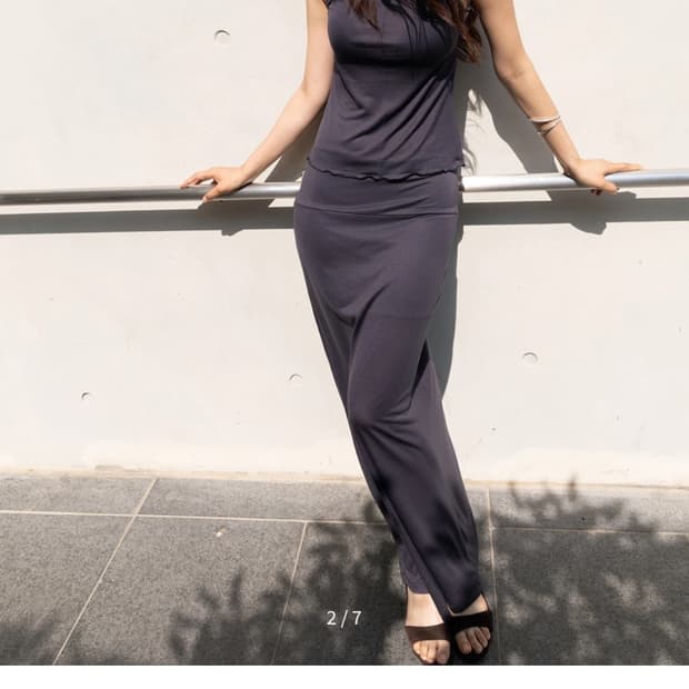 Straight Long Skirt - navy