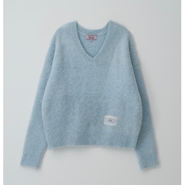로라로라 부클 브이넥 니트 라이트 블루