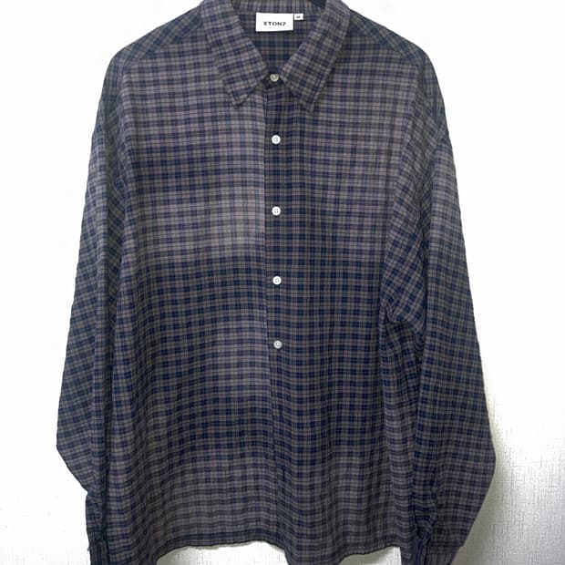 엑스톤즈 하브 워싱 빈티지 체크 셔츠 (NAVY) m사이즈
