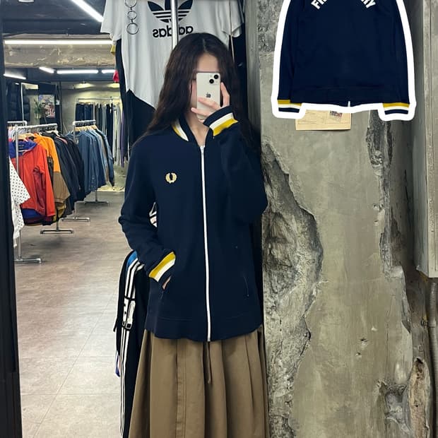 프레드페리 니트 져지 네이비 M #csz2154