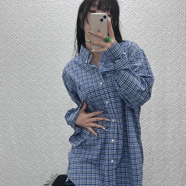 폴로 랄프로렌 모던캐주얼 오버핏 체크 셔츠 L C08665