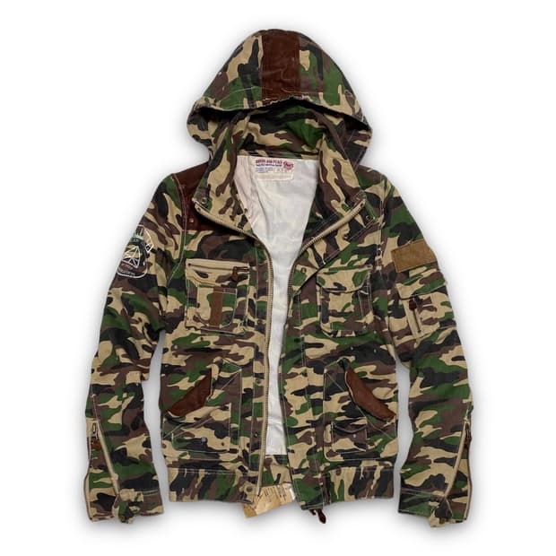 BONDS & PEACE 레더 도킹 카모플라쥬 자켓