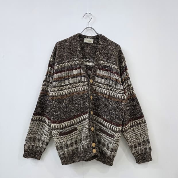 90년대 이탈리아산 패턴 니트 빈티지 가디건