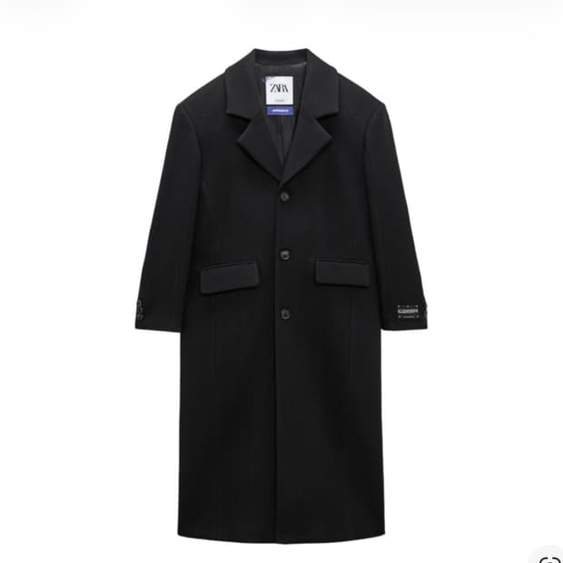 자라 x 아더에러 울 블렌드 오버사이즈 코트 블랙 S