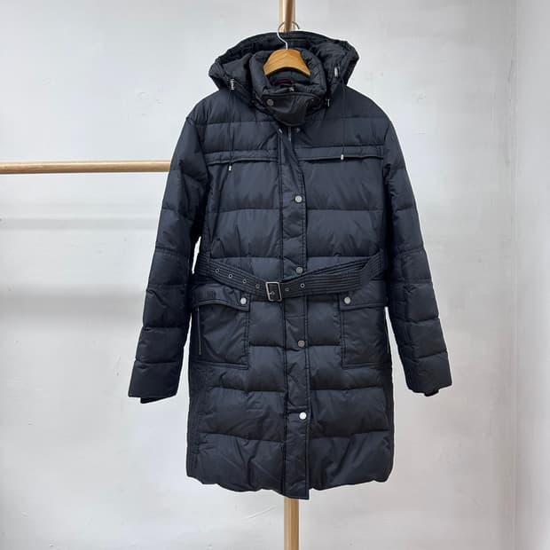 TOMMY 타미힐피거 여성 벨티드 롱 다운 패딩 XL 후드형 J24