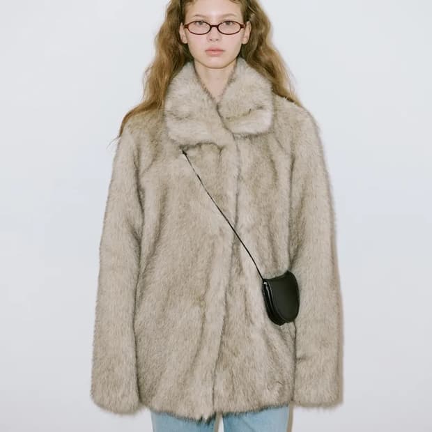 시눈 퍼자켓 Heavy Mix Fur Jacket 애쉬브라운