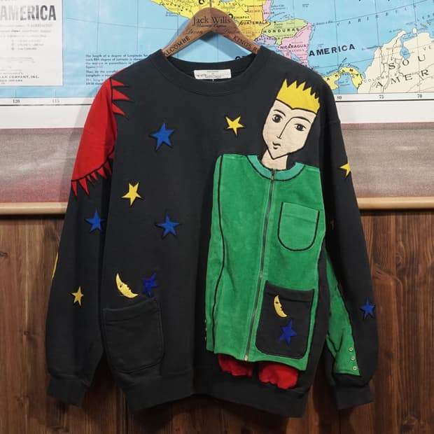 1990s Castelbajac 어린왕자 패치워크 스웻셔츠