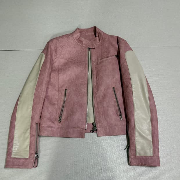 open yy 레더 자켓