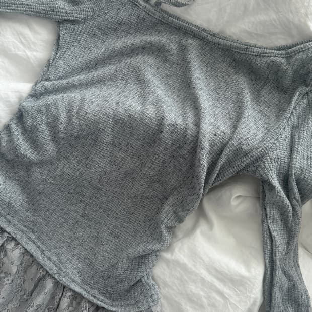 빈티지 레이어드 시스루 원숄더 