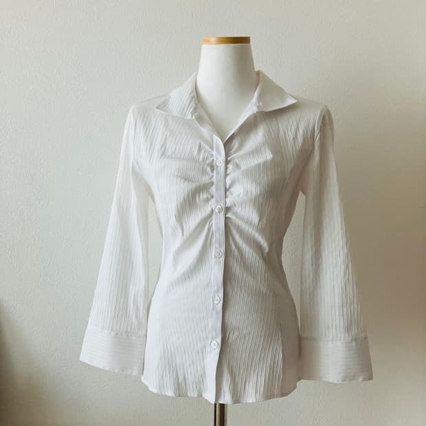 naracamicie 화이트 스트라이프 셔츠 슬림핏 셔츠 공겜여주 긱시크