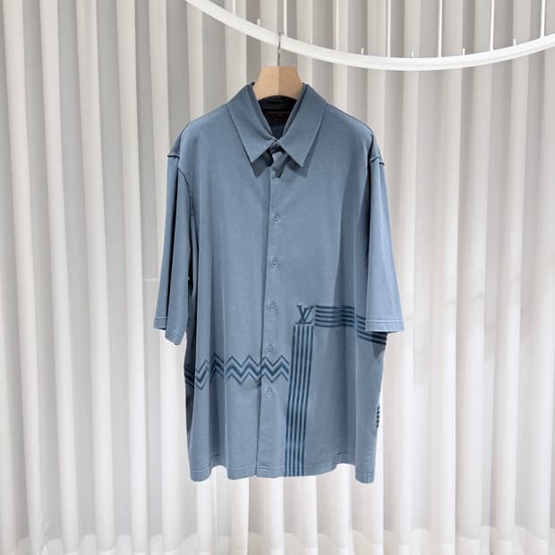 (A+/XXL) / 루이비통 카라코람 플록 프린트 저지 셔츠 블루