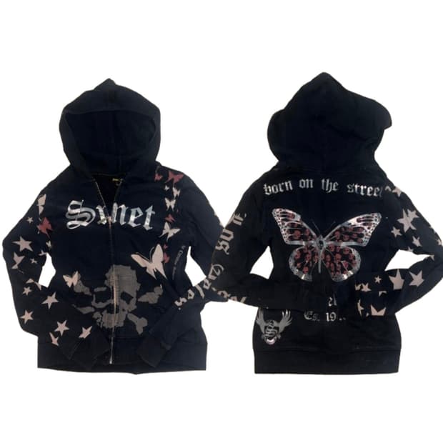 Punk skull vintage hoodie 펑크 후드집업 