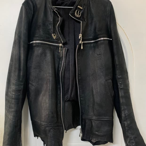 cross zip leather jacket
