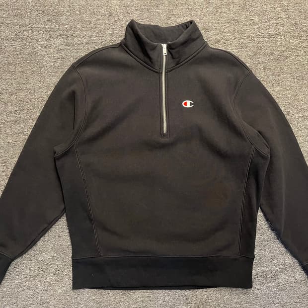 [100~105] 챔피온 리버스위브 하프집업 블랙 맨투맨 L. 