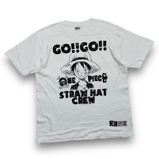 원피스 몽키 D 루피 해적단 프린트 화이트 티셔츠