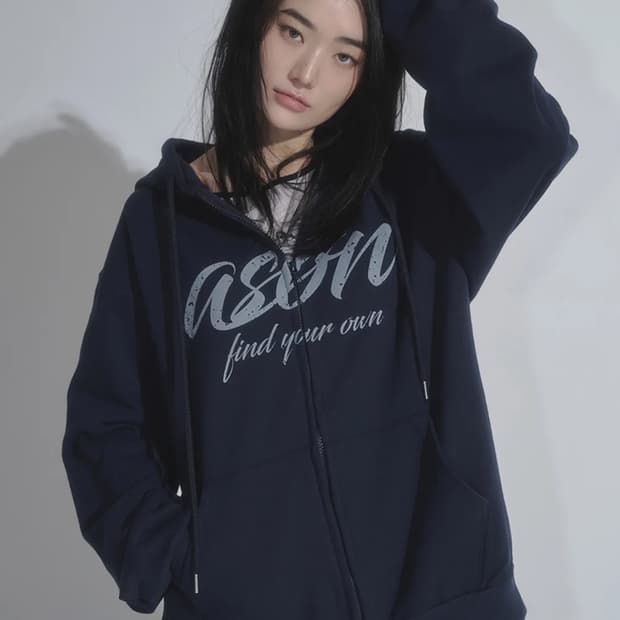 애즈온 루즈 트레이닝 후드집업 네이비