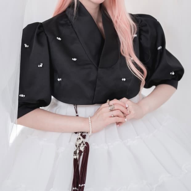 미오한복 슬한복 오얏꽃 진주 저고리