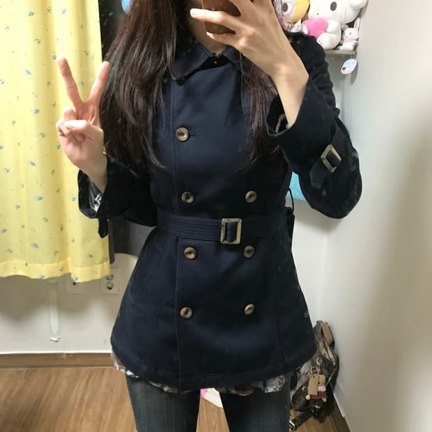 빈티지 벨트 트렌치 코트 오네갸루 긱시크 고딕 그런지 와투케 히메갸루