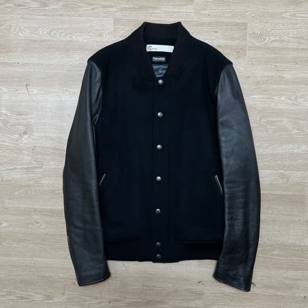 로파이 씬슐레이트 레더슬리브 울 양가죽 스타디움 자켓 [블랙] L/100