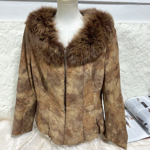 빈티지 폭스퍼칼라 맵느낌 되지가죽자켓